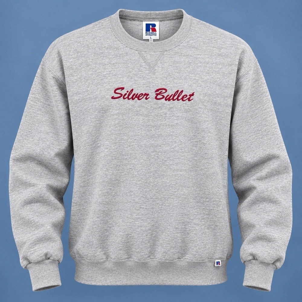 Vintage Russell Athletic Grey Crewneck Sweater sz XXL Silver Bullet Made USA